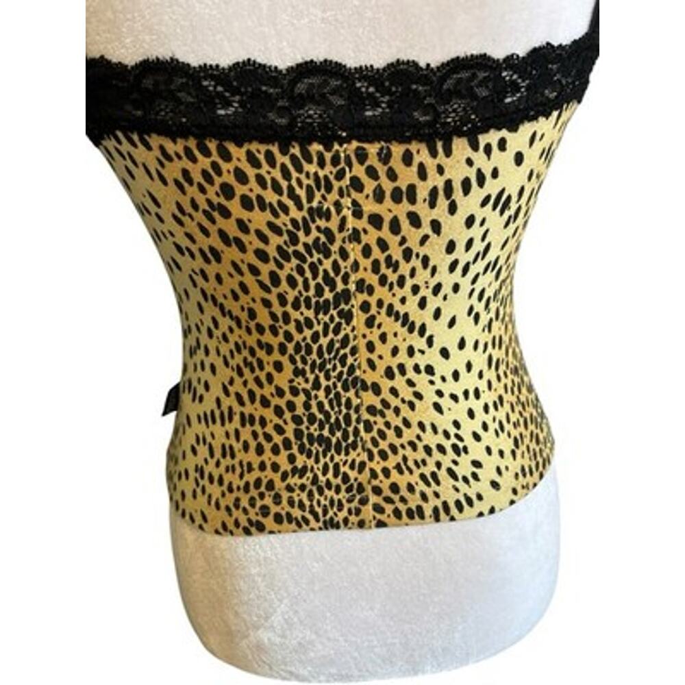 Y2K XOXO Animal Print Lace Trim Cami Top Cheetah Club Mob Wife Brown VTG RARE S - Picture 15 of 16